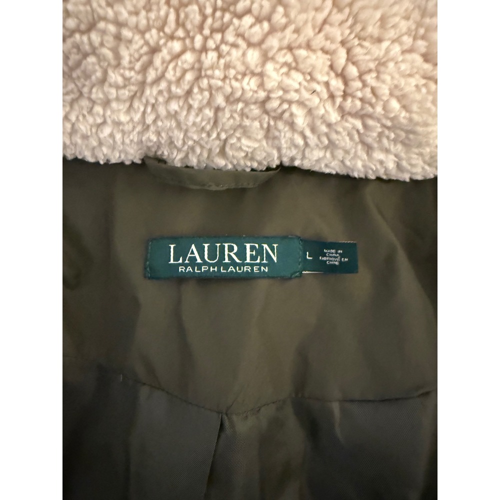 Ralph Lauren Down Parka Womens L Olive Green Hooded Full-Zip Winter Coat Jacket - Picture 5 of 16